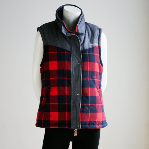 NWT Bench Denim Buffalo Plaid Fleece Lined Vest - Picture 1 of 7